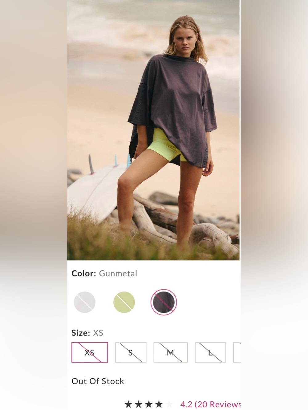 FP Movement by Free People ~ Throw Over Tunic ~ Color: Gunmetal ~ XS ~ * N W T * - Picture 2 of 13